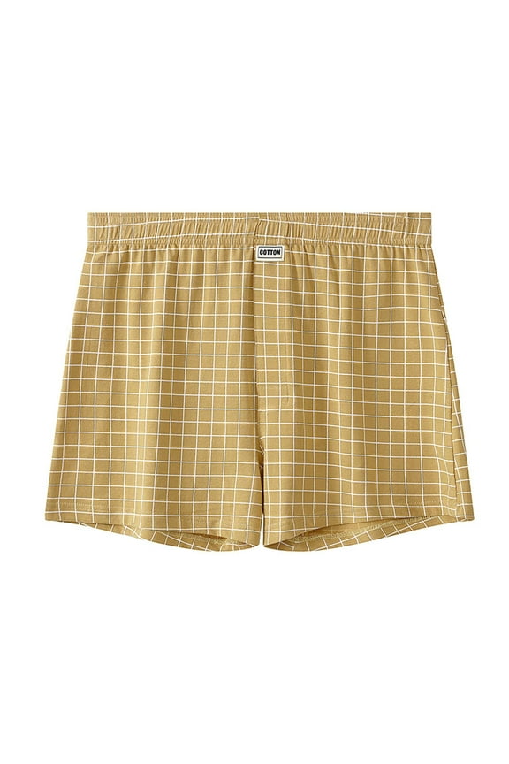Men's Big and Tall Cotton Boxer Elastic Waist Comfy Breathable Underwear Plaid Pjs Shorts