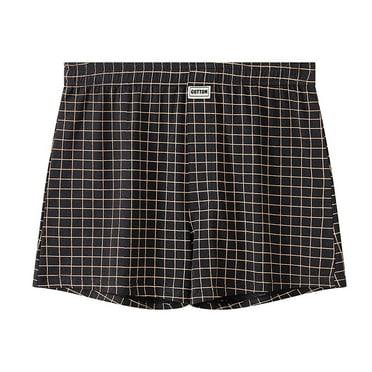 Maean Men's Big and Tall Cotton Boxer Elastic Waist Comfy Breathable Underwear Plaid Pjs Shorts
