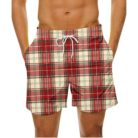Maean Men's Big and Tall Sleepwear Shorts Pajama Bottom Lounge Plaid Elastic Waist Shorts with Pockets