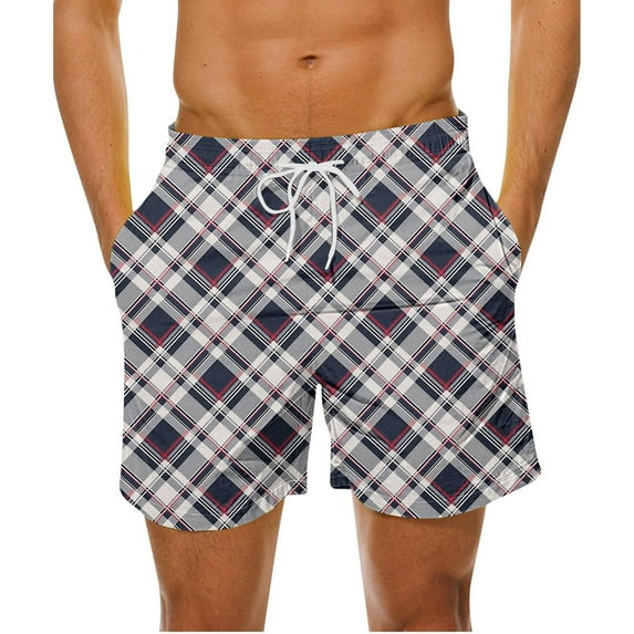Maean Men's Big and Tall Sleepwear Shorts Pajama Bottom Lounge Plaid Elastic Waist Shorts with Pockets