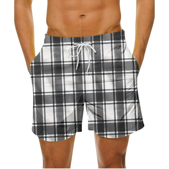 Maean Men's Big and Tall Sleepwear Shorts Pajama Bottom Lounge Plaid Elastic Waist Shorts with Pockets