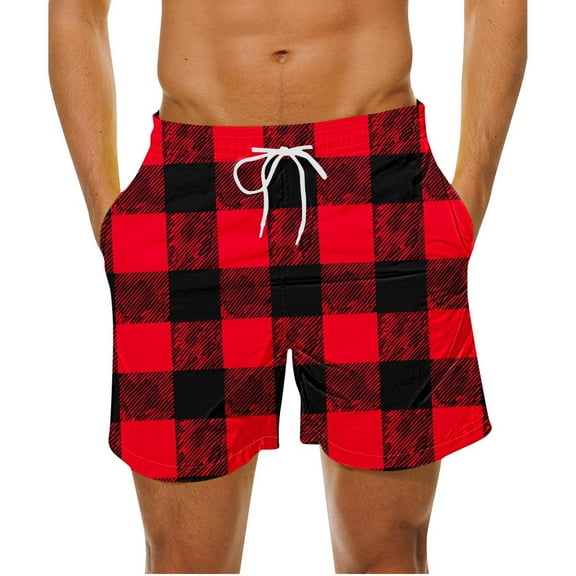 Maean Men's Big and Tall Sleepwear Shorts Pajama Bottom Lounge Plaid Elastic Waist Shorts with Pockets