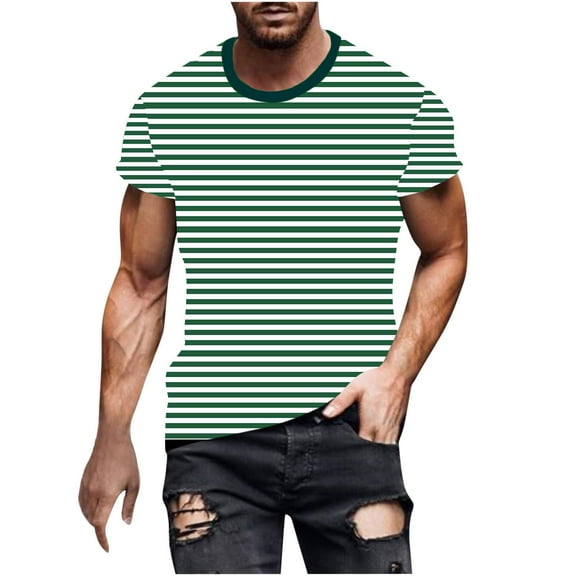 Maean Men's Crewneck Striped T Shirt Soft Short Sleeve Shirts Casual Loose Pullover Summer Tee Shirt