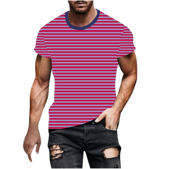 Maean Men's Crewneck Striped T Shirt Soft Short Sleeve Shirts Casual Loose Pullover Summer Tee Shirt