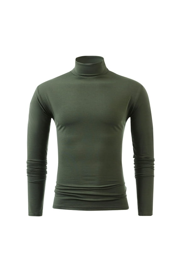 Men's Mock Turtleneck Long Sleeve Shirt Cotton Basic Thermal Undershirt Lightweight Pullover