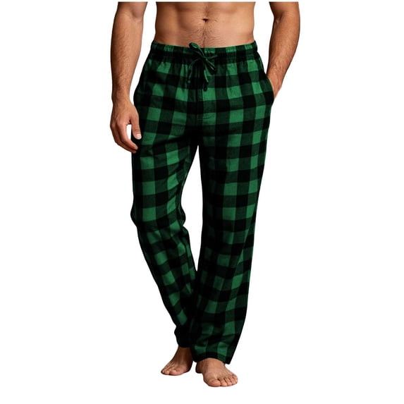 Maean Men's Pajama Pants Plaid Straight Leg Loose Elastic Waist Lounge Bottom Loungewear with Pockets