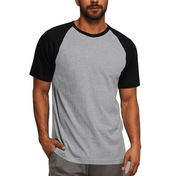 Maean Men’s Short Sleeve Classic Shirt Tee Crew Neck Causal Tops Summer Color Block Baggy Tshirts