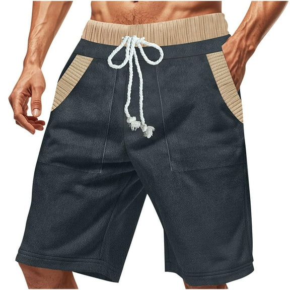 Maean Men's Shorts 7 Inch Casual Drawstring Elastic Waist Summer Beach Vacation Shorts with Pockets