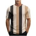 thumbnail image 1 of Maean Men's Striped T Shirt Short Sleeve Round Neck Color Block Summer Tops Casual Tee for Mens, 1 of 5