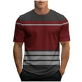 thumbnail image 1 of Maean Men's Striped T Shirt Short Sleeve Round Neck Color Block Summer Tops Casual Tee for Mens, 1 of 5