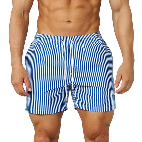 Maean Men's Swim Trunks Bathing Suits Quick Dry Shorts Striped Beach Swimwear Shorts with Pockets