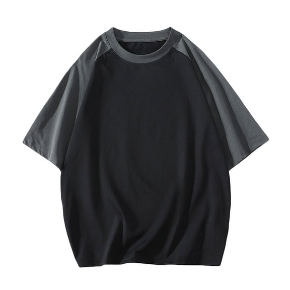 Maean Men's Women's Casual Tshirts Short Sleeve Color Block Oversized Round Neck Tee Shirt Tops