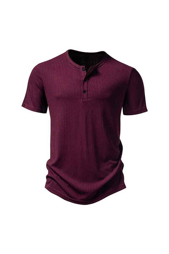 Men's Workout T Shirts Short Sleeve Gym Althetic Shirt Base Layer Casual Button V Neck Tee Tops
