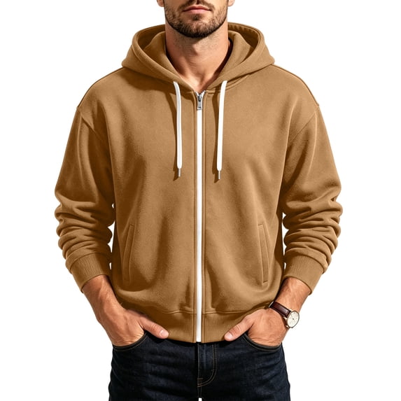 Maean Men's Zip up Hoodie Sweatshirts Casual Jacket Loose Fall Sweatshirt Coats with Pockets