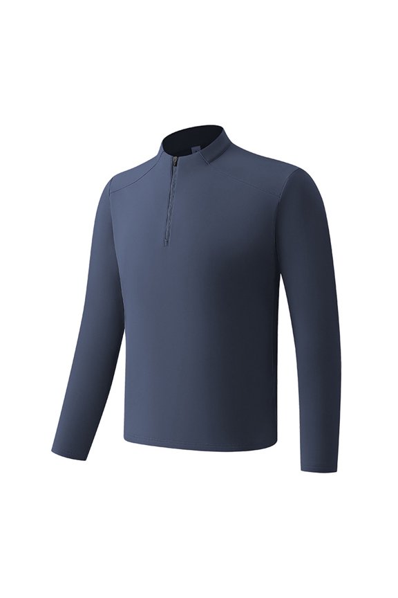 Mens Athletic Long Sleeve Shirts Quarter Zipper Pullover Workout Gym Tee Base Layered Undershirts