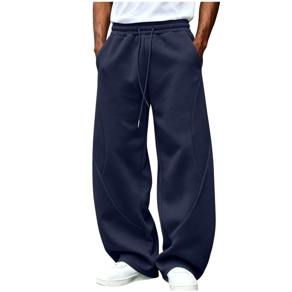 Maean Mens Baggy Sweatpant Wide Leg Drawstring Elastic Waist Loose Casual Fashion Sweat Pants with Pockets
