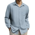 thumbnail image 1 of Maean Mens Big and Tall Button down Shirts Plaid Long Sleeve V Neck Loose Casual Business Tops with Pockets, 1 of 4