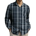 thumbnail image 1 of Maean Mens Big and Tall Button down Shirts Plaid Long Sleeve V Neck Loose Casual Business Tops with Pockets, 1 of 4