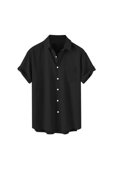 black dress shirt walmart Oplxuo Men's Short Sleeve Dress Shirt Classic Solid Color Wrinkle-Free Regular Fit Button Down Stretch Business Shirts, Size: Large, Black