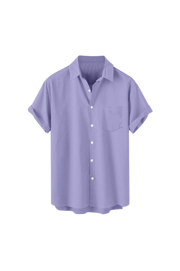 Mens Big and Tall Dress Shirts Button down Short Sleeve Shirt Lightweight Causal Tops M-5XL