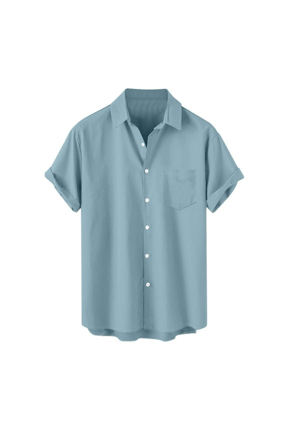 Mens Big and Tall Dress Shirts Button down Short Sleeve Shirt Lightweight Causal Tops M-5XL