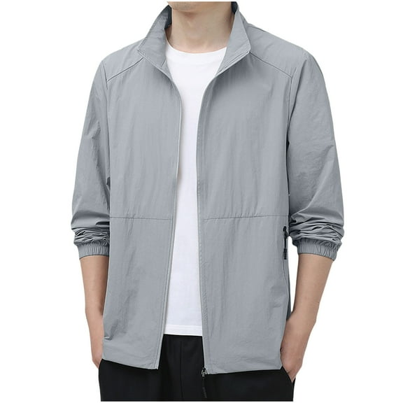 Maean Mens Big and Tall Jackets Zip up Lightweight Casual Windbreakers Coats with Pockets M-5XL