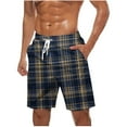 thumbnail image 1 of Maean Mens Big and Tall Shorts Summer Loose Elastic Waist Drawstring Plaid Beach Shorts with Pockets, 1 of 5