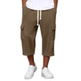 thumbnail image 1 of Maean Mens Capris Casual Pants Drawstring Elastic Waist 3/4 Length Loose Cargo Straight Leg Capri Pants, 1 of 6