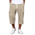 thumbnail image 1 of Maean Mens Capris Casual Pants Drawstring Elastic Waist 3/4 Length Loose Cargo Straight Leg Capri Pants, 1 of 5