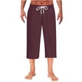 thumbnail image 1 of Maean Mens Capris Pant 3/4 Baggy Pants Drawstring Elastic Waist Beach Lounge Cropped Capri Pants, 1 of 7