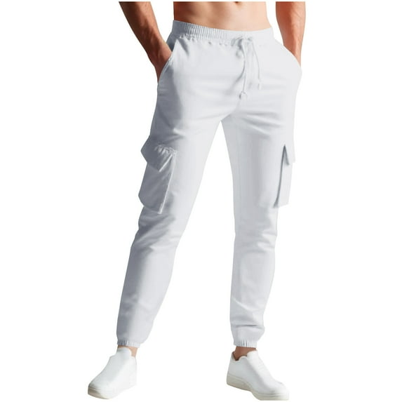 Maean Mens Cargo Pants Jogger Sweatpants Elastic Waist Drawstring Running Causal Pant with Pockets