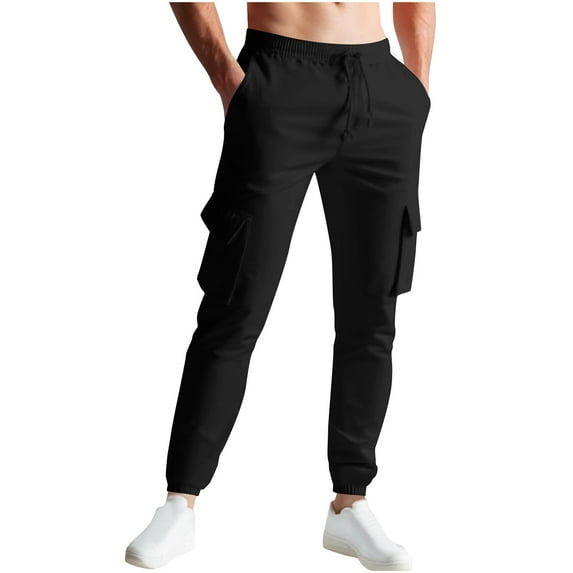 Maean Mens Cargo Pants Jogger Sweatpants Elastic Waist Drawstring Running Causal Pant with Pockets