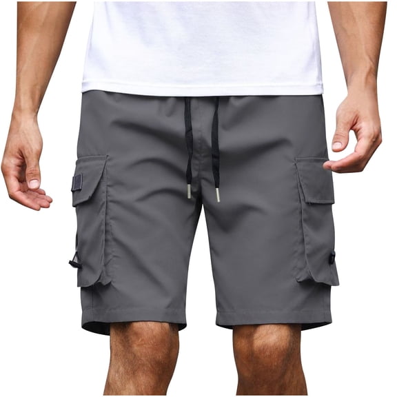 Maean Mens Cargo Shorts with Pockets 7 Inch Hiking Athletic Shorts Elastic Waist Drawstring Shorts