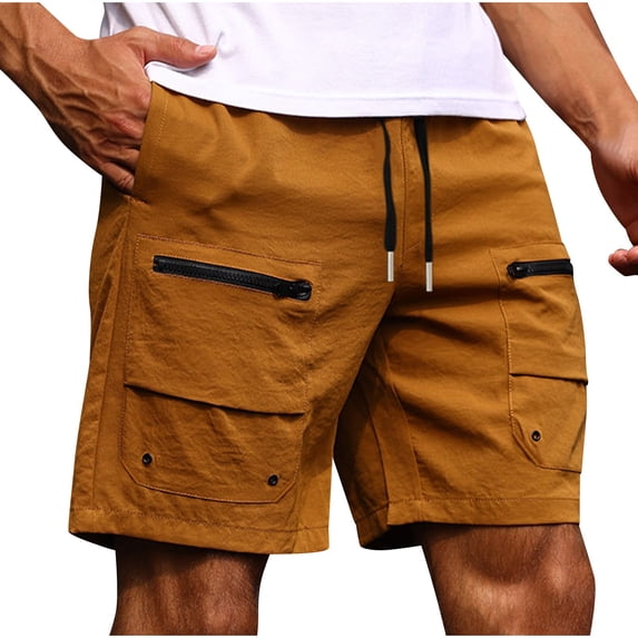 Maean Mens Cargo Shorts with Pockets 7 Inch Hiking Athletic Shorts Elastic Waist Drawstring Shorts