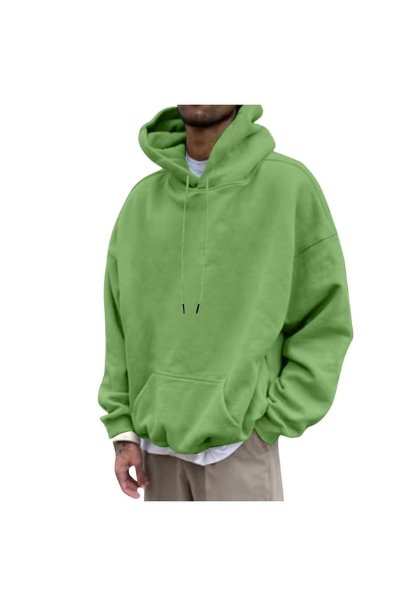 Mens Casual Cotton Hooded Collar Drawstring Hoodies Pullover Sweatshirts Casual Long Sleeve Tshirts