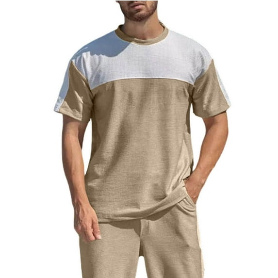 Maean Mens Casual Shirts Short Sleeve Loose Color Block Tee Summer Breathable Comfy Tshirts for Men