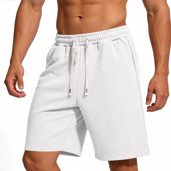 Maean Mens Casual Sweatshorts Drawstring Elastic Waist Trendy Textured Loose Summer Short Pants with Pockets