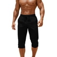 thumbnail image 1 of Maean Mens Cotton Linen Capris Pants Summer Drawstring Elastic Waist Straight Leg Loose Cropped Pant with Pocket, 1 of 7
