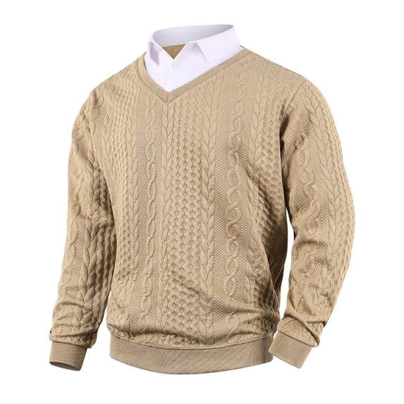 Maean Mens Fashion Sweaters Cable Knit Long Sleeve Pullover Tops Casual Business Spring Clothes for Men