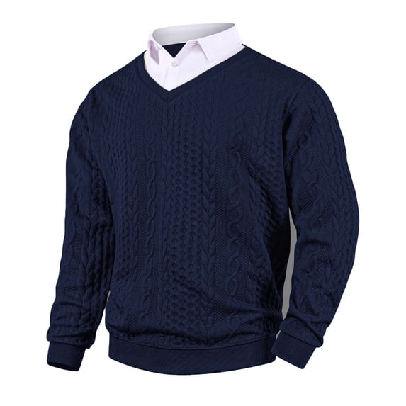 Maean Mens Fashion Sweaters Cable Knit Long Sleeve Pullover Tops Casual Business Spring Clothes for Men