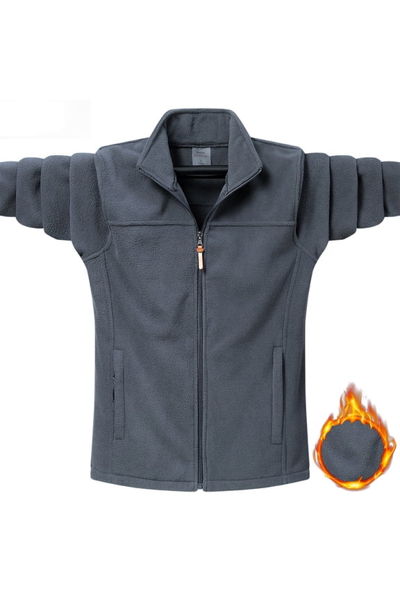Mens Fleece Jacket Zip up Warm Soft Fall Winter Coats Outwear Lightweight with Pockets M-4XL