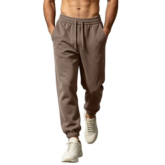 Maean Mens Fleece Sweatpants Big and Tall Elastic Waist Fall Winter Warm Lounge Pants with Pockets