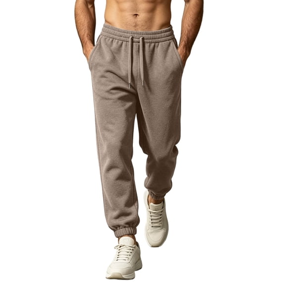 Maean Mens Fleece Sweatpants Big and Tall Elastic Waist Fall Winter Warm Lounge Pants with Pockets