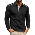 thumbnail image 1 of Maean Mens Long Sleeve Top V Neck Button Golf Shirts Collared Pullover Basic Solid Color Outfits, 1 of 7