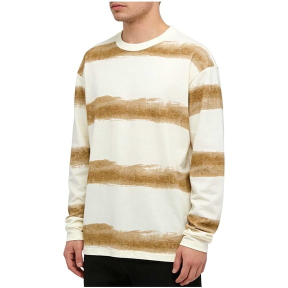 Maean Mens Long Sleeve Tshirts Striped Color Block Loose Tee Crew Neck Pullover Basic Casual Tees