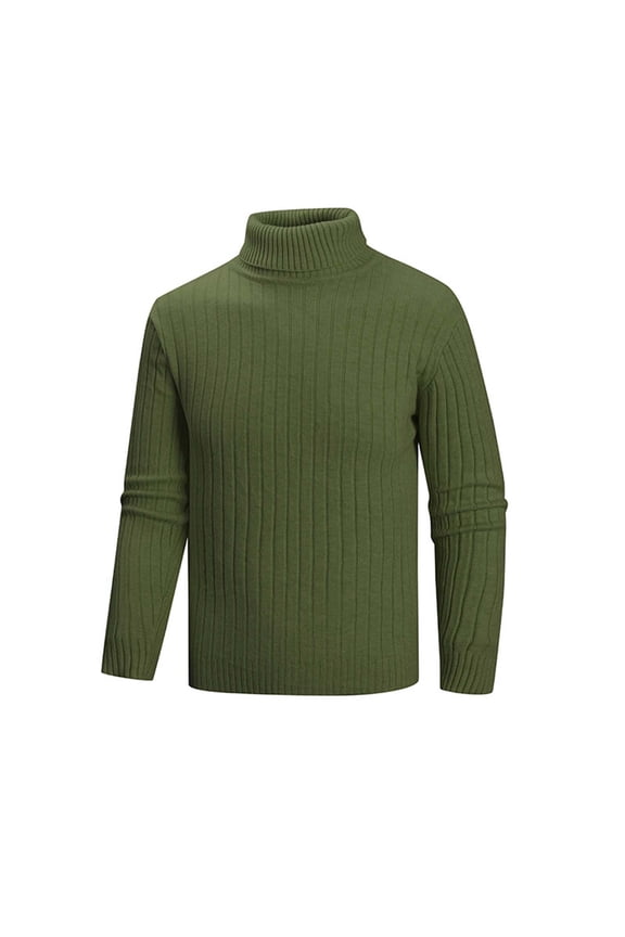 Mens Mock Turtle Neck Sweater Cotton Long Sleeve Pullover Ribbon Knit Undershirts Sweaters