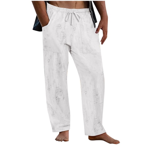 Maean Mens Pants Running Workout Sweatpants Loose Wide Leg Elastic Waist Lounge Pant with Pockets