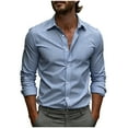 thumbnail image 1 of Maean Mens Plaid Shirts Button down Long Sleeve Dress Tops Casual Basic Pocket Tee for Work Wedding, 1 of 5