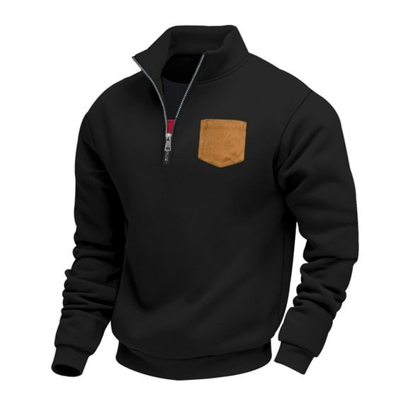 Maean Mens Quarter Zipper Sweatshirt Fleece Lined Long Sleeve Pullover Fall Winter Warm Sweatshirts