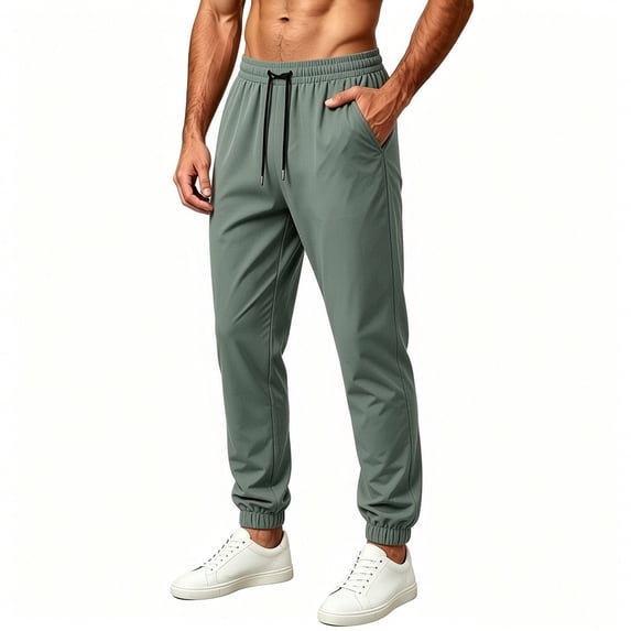 Maean Mens Quick Dry Pant Big and Tall Pants Lightweight Elastic Waist Drawstring Loose Sweatpants with Pockets
